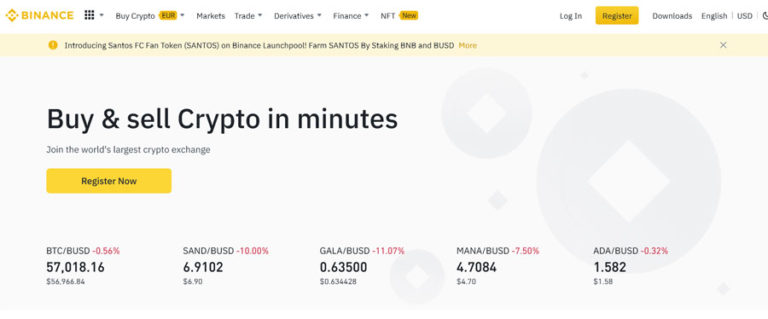 binance crypto exchange website