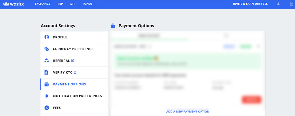 wazirx payment options