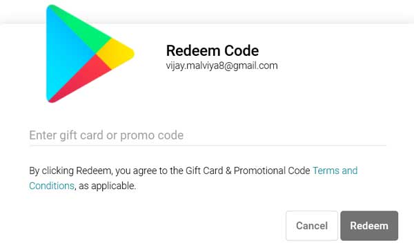 google play redeem code