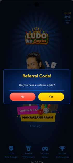 enter referral code